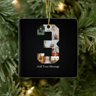 Zwart-wit Nummer 3 Fotocollage Keramisch Ornament