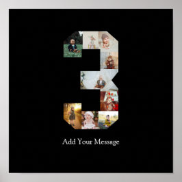 Zwart-wit Nummer 3 Fotocollage Poster