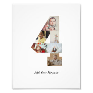 Zwart-wit nummer 4 foto collage afdruk