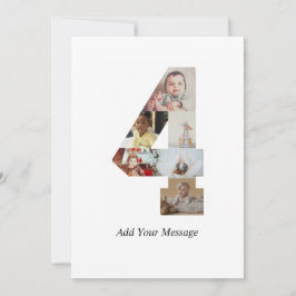 Zwart-wit Nummer 4 Fotocollage Aankondiging