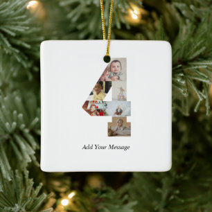 Zwart-wit Nummer 4 Fotocollage Keramisch Ornament