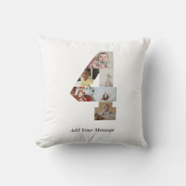 Zwart-wit Nummer 4 Fotocollage Kussen
