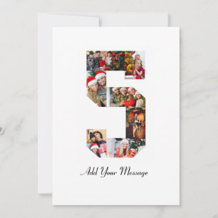 Zwart-wit nummer 5 foto collage bedankkaart