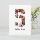 Zwart-wit nummer 5 fotocollage aankondiging (Staand voorkant)