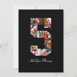 Zwart-wit Nummer 5 Fotocollage Bedankkaart