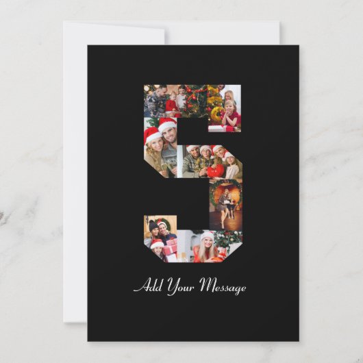 Zwart-wit Nummer 5 Fotocollage Bedankkaart (Voorkant)