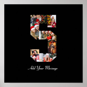 Zwart-wit Nummer 5 Fotocollage Poster