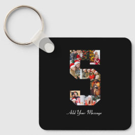 Zwart-wit Nummer 5 Fotocollage Sleutelhanger
