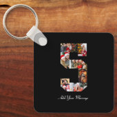 Zwart-wit Nummer 5 Fotocollage Sleutelhanger (Voorkant)