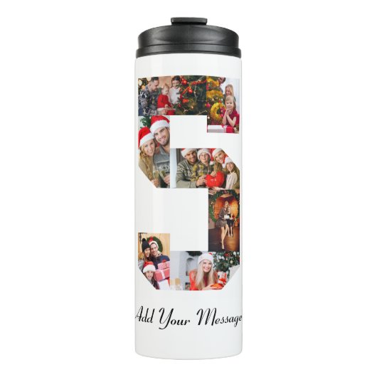 Zwart-wit Nummer 5 Fotocollage Thermosbeker (Voorkant)