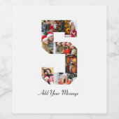 Zwart-wit Nummer 5 Fotocollage Wijn Etiket (Enkel label)