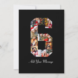 Zwart-wit nummer 6 foto collage aankondiging