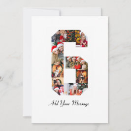 Zwart-wit nummer 6 fotocollage bedankkaart