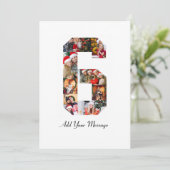 Zwart-wit nummer 6 fotocollage bedankkaart (Staand voorkant)