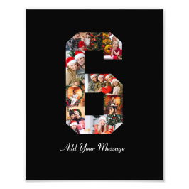 Zwart-wit nummer 6 fotocollage foto afdruk