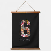 Zwart-wit Nummer 6 Fotocollage Hangend Wandkleed (Voorkant 2)