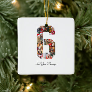 Zwart-wit Nummer 6 Fotocollage Keramisch Ornament