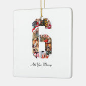 Zwart-wit Nummer 6 Fotocollage Keramisch Ornament (Links)