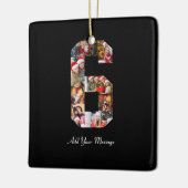 Zwart-wit Nummer 6 Fotocollage Keramisch Ornament (Links)