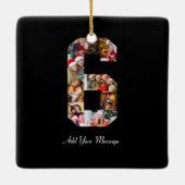 Zwart-wit Nummer 6 Fotocollage Keramisch Ornament (Achterkant)