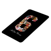 Zwart-wit Nummer 6 Fotocollage Magneet (Linkerzijde)