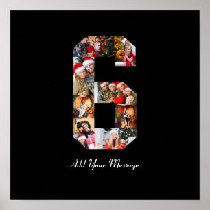Zwart-wit Nummer 6 Fotocollage Poster