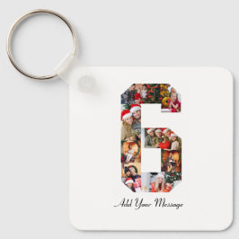 Zwart-wit Nummer 6 Fotocollage Sleutelhanger