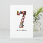 Zwart-wit nummer 7 fotocollage aankondiging (Staand voorkant)