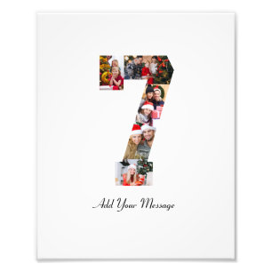 Zwart-wit nummer 7 fotocollage foto afdruk