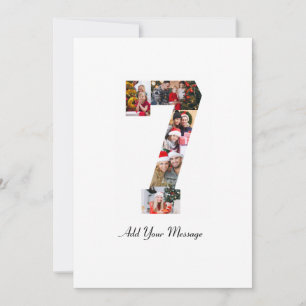 Zwart-wit nummer 7 fotocollage kaart
