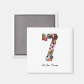 Zwart-wit nummer 7 fotocollage magneet (Voorkant / Achterkant)