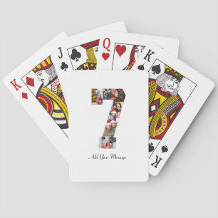 Zwart-wit nummer 7 fotocollage pokerkaarten