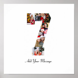 Zwart-wit nummer 7 fotocollage poster
