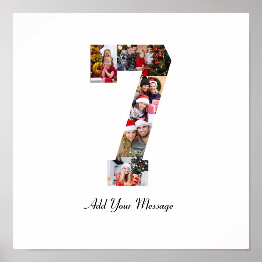 Zwart-wit nummer 7 fotocollage poster (Voorkant)