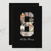 Zwart-wit nummer 8 fotocollage aankondiging (Voorkant / Achterkant)
