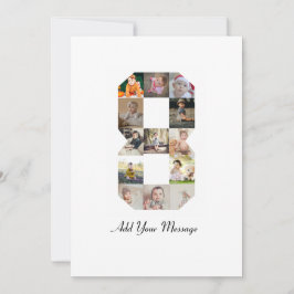 Zwart-wit nummer 8 fotocollage aankondiging