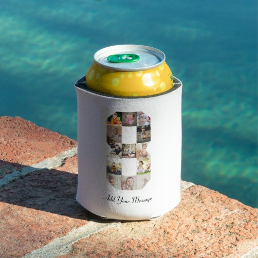 Zwart-wit nummer 8 fotocollage blikjeskoeler (Insitu Zwembad)