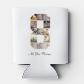 Zwart-wit nummer 8 fotocollage blikjeskoeler (Achterkant)