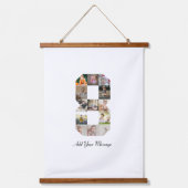 Zwart-wit nummer 8 fotocollage hangend wandkleed (Voorkant 2)