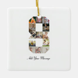 Zwart-wit nummer 8 fotocollage keramisch ornament