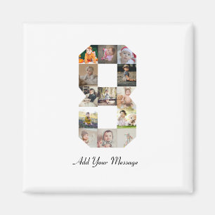 Zwart-wit nummer 8 fotocollage magneet