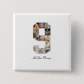 Zwart-wit nummer 9 Fotocollage Vierkante Button 5,1 Cm (Voorkant)