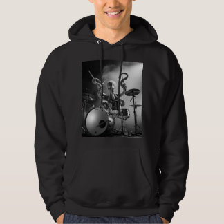 Zwart-wit Octopus Drummer Concert Hoodie