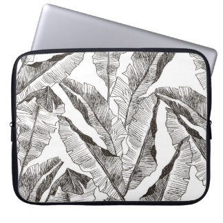 Zwart wit Oerwoud: Tropisch Plant Laptop Sleeve