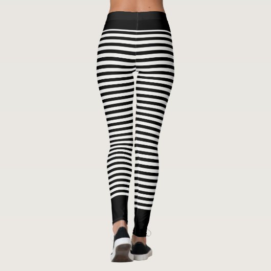 Zwart-wit of aangepaste kleur gestreept leggings (Achterkant)