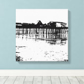 Zwart-wit Old Orchard Beach Tekening Canvas Afdruk (Insitu (Houten vloer))