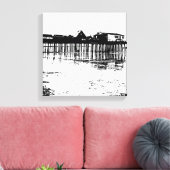 Zwart-wit Old Orchard Beach Tekening Canvas Afdruk (Insitu (Woonkamer))
