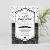 Zwart Wit Olifant Baby shower Kaart (Staand voorkant)