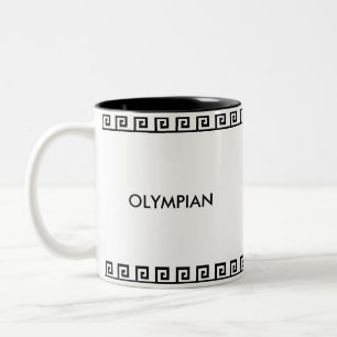 Zwart-wit Olympisch Grieks geometrisch patroon Tweekleurige Koffiemok