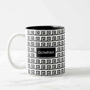 Zwart & wit Olympisch Griekse geometrische patroon Tweekleurige Koffiemok